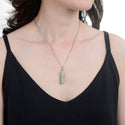 1pc Natural Green Aventurine Gemstone Pendant Necklace, 18 Inch Surgical Stainless Steel Chain, GGP-E8