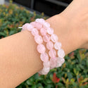 1 Strand Stretch Natural Grade A Pink Rose Quartz Free Form Gemstone Bracelet, 7-10mm Beads, Length Selections: 7 inch/7.5 inch