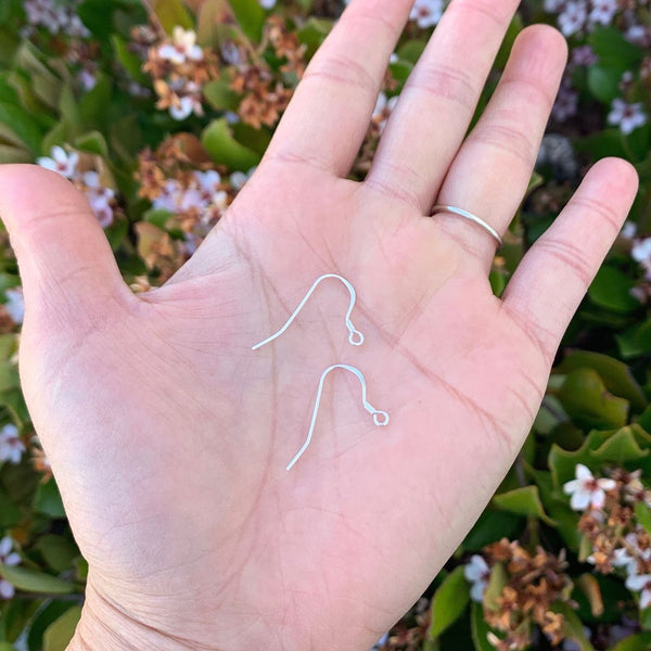 20pcs 925 Sterling Silver Flat Fish Earring Hooks, 18mm Long, Wire Gauge Selections: 0.6mm/0.7mm/0.8mm/0.9mm