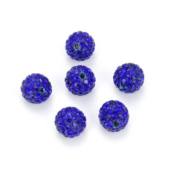 25pcs Adabele Grade AA+ Suncatcher Crystal Rhinestone Pave Polymer Clay Beads, Sapphire Blue, Size Selections: 8mm/10mm/12mm