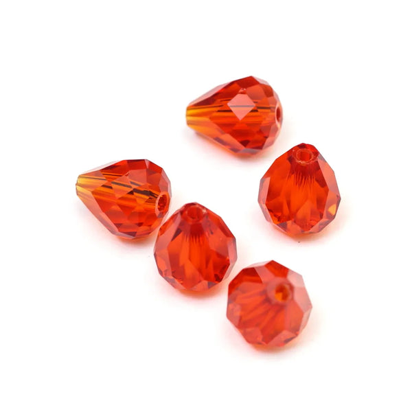 24pcs Adabele Austrian Faceted Teardrop Crystal Beads #5500, Light Siam Red, 12mm x 10mm, Hole ID 1.2mm, SST-1206