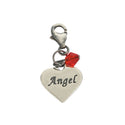 Clip On Solid Sterling Silver Love Heart Angel July Birthstone Charm
