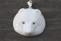 1pc Beautiful Artist Bear King Hand Carved White Buffalo Bone Drop Pendant, Symbol of Strength Prosperity Pendant, with Sterling Silver Bail, 1 Inch, BP-83