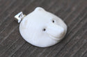 1pc Beautiful Artist Bear King Hand Carved White Buffalo Bone Drop Pendant, Symbol of Strength Prosperity Pendant, with Sterling Silver Bail, 1 Inch, BP-83