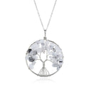 1pc Tree of Life Prosperity Necklace, Natural Black Quartz Rutilated Gemstone Pendant, 26 inch Surgical Stainless Steel Chain, GGP9-10