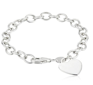 1pc 925 Sterling Silver 5.5mm Cable Chain Bracelet with "One in a Million" engraved Heart Charm Drop, Length Selections: 7 inch/7.5 inch/8 inch