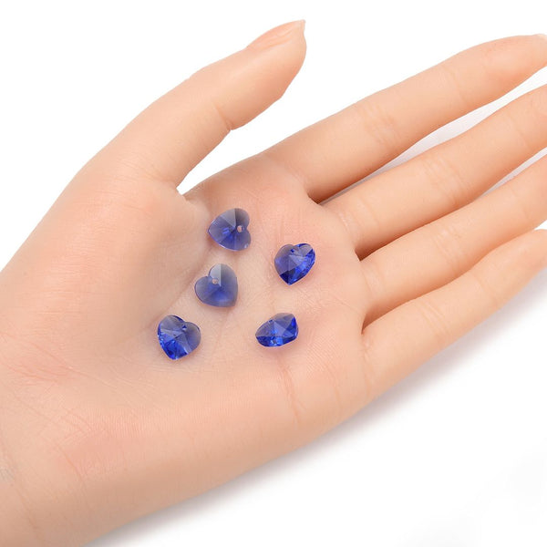 20pcs Top Drilled Valentine Heart Drop Crystal Beads, December Light Blue Birthstone Beads, 10mm, Hole ID 1mm, BB15-12