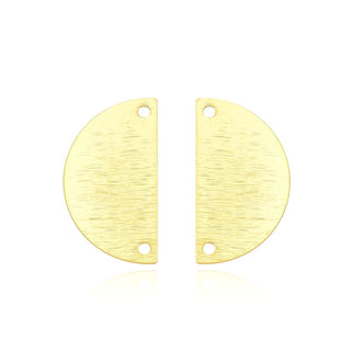 10pcs 21mm 2-Hole Half Round Circle Semicircle Links, Tarnish Resistant, 18K Yellow Gold Plated Brushed Brass, BF-A9
