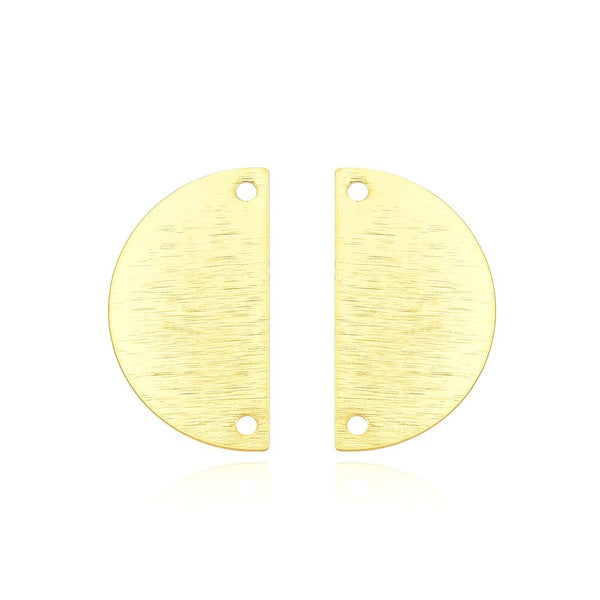 10pcs 21mm 2-Hole Half Round Circle Semicircle Links, Tarnish Resistant, 18K Yellow Gold Plated Brushed Brass, BF-A9