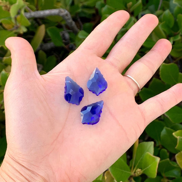 20pcs Creative Club Faceted Crystal Glass Baroque Chandelier Pendant Drops, September Sapphire Blue Birthstone, 22x13mm Large, Hole ID 1mm, CCF-13