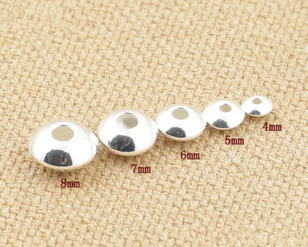 10pcs 925 Sterling Silver Saucer Rondelle Spacer Beads, Size Selections: 4mm/6mm/8mm