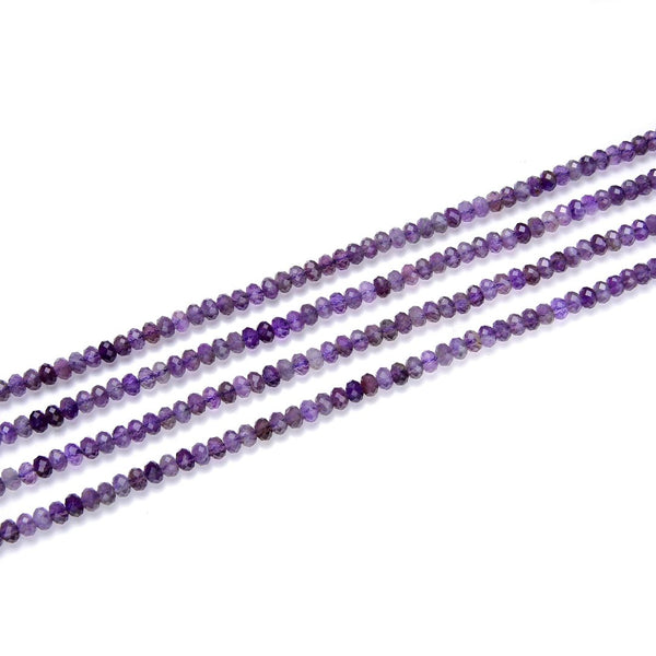 Natural Purple Amethyst Gemstone Tiny Small Faceted Rondelle Beads, 3x2mm, Hole ID 0.65mm, 15 Inch/1 Strand, GK-A3