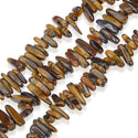 Natural Golden Yellow Tigers Eye Gemstone Stick Point Beads, Irregular, 7mm-23mm Long, Hole ID 1mm 1 Strand/15 Inch, GZ5-11