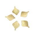 10pcs 24mm Leaf Drop Pendants, Tarnish Resistant, 18K Yellow Gold Plated Brushed Brass, BF-B3