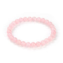 1 Strand Stretch Natural Pink Rose Quartz Beaded Gemstone Bracelet, 6mm Beads, Length Selections: 7 inch/7.5 inch/8 inch