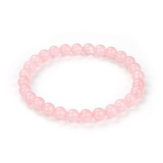 1 Strand Stretch Natural Pink Rose Quartz Beaded Gemstone Bracelet, 6mm Beads, Length Selections: 7 inch/7.5 inch/8 inch