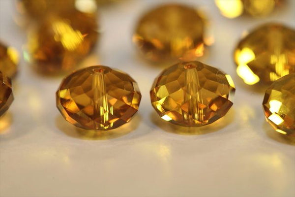 24pcs Adabele Austrian Faceted Rondelle Crystal Beads #5040, Amber Topaz (Yellow), Size Selections: 6x4mm, 8x6mm, 10x8mm