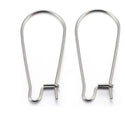 100pcs 316 Stainless Steel Kidney Earring Hooks – 0.8mm Wire (18mm/25mm/30mm/36mm/43mm)