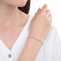 1pc 925 Sterling Silver Beaded Chain Bracelet, 4mm Beads, Tarnish Resistant White Gold Plated, Length Selections: 7 inch/7.5 inch/8 inch