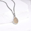 1pc Natural Druzy Crystal Pendant Necklace, Clear AB Teardrop Small Tiny Gemstone Pendant, 18 inch Stainless Steel Surgical Chain, GGP25-5
