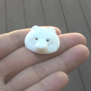 1pc Beautiful Artist Bear King Hand Carved White Buffalo Bone Drop Pendant, Symbol of Strength Prosperity Pendant, with Sterling Silver Bail, 1 Inch, BP-83