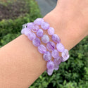1 Strand Stretch Natural Purple Lavender Jade Free Form Gemstone Bracelet, 7-10mm Beads, Length Selections: 7 inch/7.5 inch