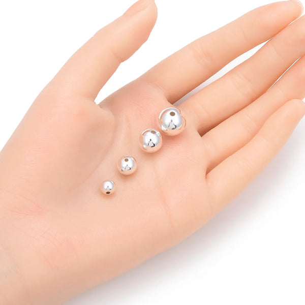 10pcs 925 Sterling Silver Seamless Round Spacer Beads, Size Selections: 6mm/8mm