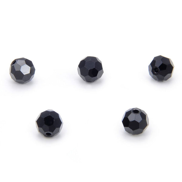 50pcs Adabele Austrian Faceted Round Crystal Beads #5000, Jet Black, Size Selections: 4mm/6mm/8mm/10mm