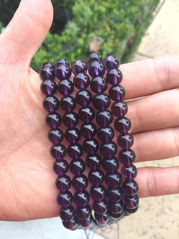 Lab Created Purple Amethyst Gemstone Round Beads, 1 Strand/15 Inch, Size Selections: 4mm/6mm/8mm/10mm