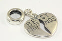 1pc Solid 925 Sterling Silver Best Friend Heart Bead Charm, Compatible with Pandora All Other Charm Bracelet, EC109