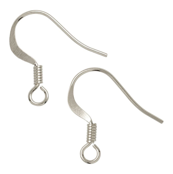 50pcs Tarnish Resistant Flat Fish Earring Hooks, Sterling Silver Plated Brass, 18mm, 0.7mm/21 Gauge, BF20-1