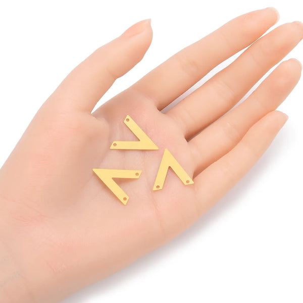 20pcs Raw Brass Letter V Alphabetical Pendant Drops, 20mm Connector, 2-Hole, Unplated/Uncoated, CX-D2