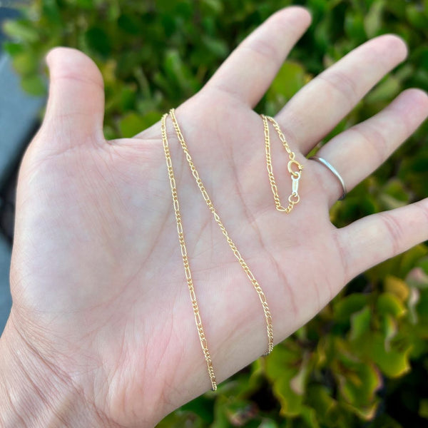 1pc 1/20 14K Gold Filled Figaro Link Chain Necklace, 1.5mm Width, Non Tarnish, Length Selections: 18 inch/20 inch