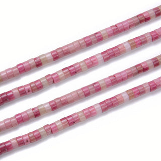 Natural Pink Rhodonite Gemstone Heishi Tube Rondelle Beads, 4x2mm/Small, Hole ID 0.9mm, 14.5 Inch/1 Strand, GH-C26