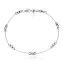 1pc 925 Sterling Silver 3.2mm Corrugated Moon Pattern Beaded Cable Chain Bracelet, Tarnish Resistant White Gold Plated, Length Selections: 7 inch/7.5 inch/8 inch