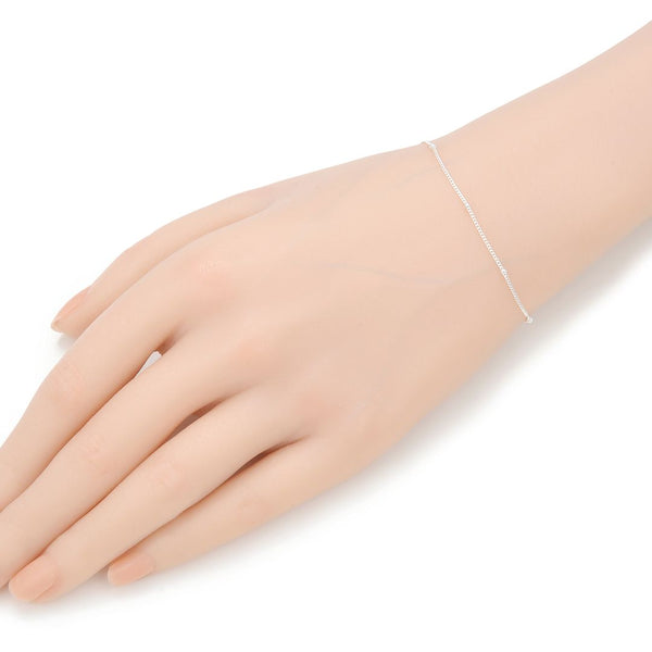 1pc 925 Sterling Silver 1.85mm Bead Station Curb Chain Bracelet, Length Selections: 6.5 inch/7 inch/7.5 inch/8 inch