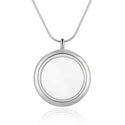 1pc Living Memory Floating Locket Necklace, 35mm Round Glass Open Pendant, 28 Inch Stainless Steel Chain, MCL284