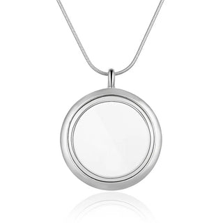 1pc Living Memory Floating Locket Necklace, 35mm Round Glass Open Pendant, 28 Inch Stainless Steel Chain, MCL284
