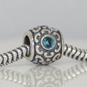 1pc Solid 925 Sterling Silver March Blue Birthstone Bead Cubic Zirconia CZ, Compatible with Pandora All Other Charm Bracelet, EC484