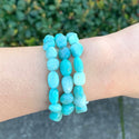 1 Strand Stretch Natural Amazonite Free Form Gemstone Bracelet, 7-10mm Beads, Length Selections: 7 inch/7.5 inch