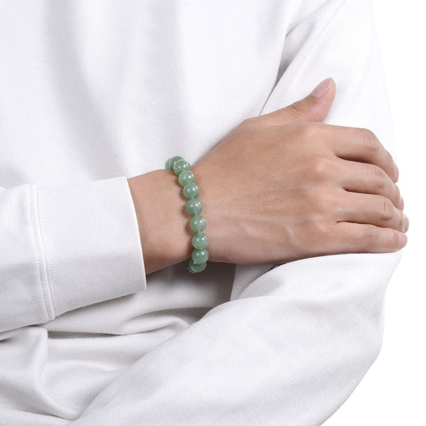 1 Strand Stretch Natural Green Aventurine Beaded Gemstone Bracelet, 10mm Bead, Length Selections: 7 inch/7.5 inch/8 inch/8.5 inch
