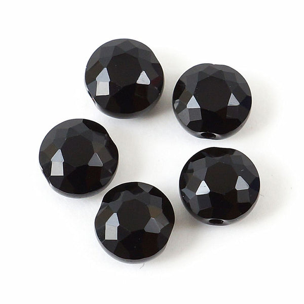 25pcs Adabele Austrian Faceted Flat Round Coin Crystal Beads #5052, Jet Black, 8mm, Hole ID 1mm, SSMR823