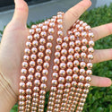 Natural Hematite Gemstone Round Beads, Rose Gold Plated, 15 Inch/1 Strand, Size Selections: 6mm/8mm/10mm