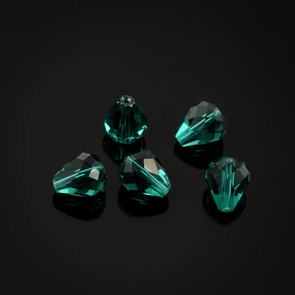 24pcs Adabele Austrian Faceted Teardrop Crystal Beads #5500, Emerald Green, 12mm x 10mm, Hole ID 1.2mm, SST-1224