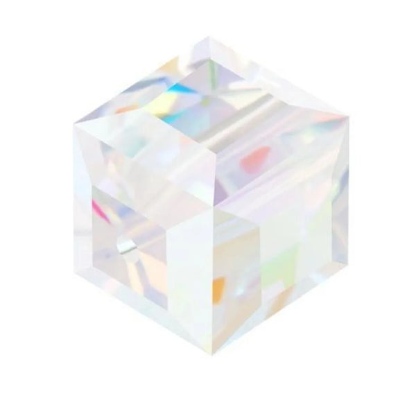 24pcs Adabele Austrian Faceted Cube Crystal Beads #5601, Clear AB, Size Selections: 4mm/6mm/8mm