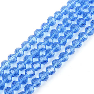 200pcs Creative Club Faceted Round Crystal Glass Beads, Light Sapphire Blue, 6mm (0.24 inch), Hole ID 1mm, CC2R614
