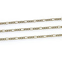 33 Feet Diamond Cut Figaro Chain Link, Unfinished, Antique Bronze Plated Copper, Chain Width Selections: 2mm/2.6mm
