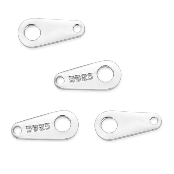 20pcs Sterling Silver Teardrop Chain End Tab, Quality Tags, 8.5mm, Small, SS329-1