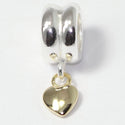 1pc Solid 925 Sterling Silver Cute Heart of Gold Spacer Bead Charm, Compatible with Pandora All Other Charm Bracelet, EC642