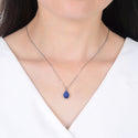 1pc Natural Druzy Crystal Pendant Necklace, Purple Blue Teardrop Small Tiny Gemstone Pendant, 18 inch Stainless Steel Surgical Chain, GGP25-6